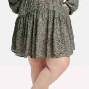 A New Day Gray Patterned Midi Dress